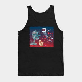 Cute Colorful Skeleton- Love in the Air- Dia De Los Muertos- Skeleton Blowing Away Tank Top